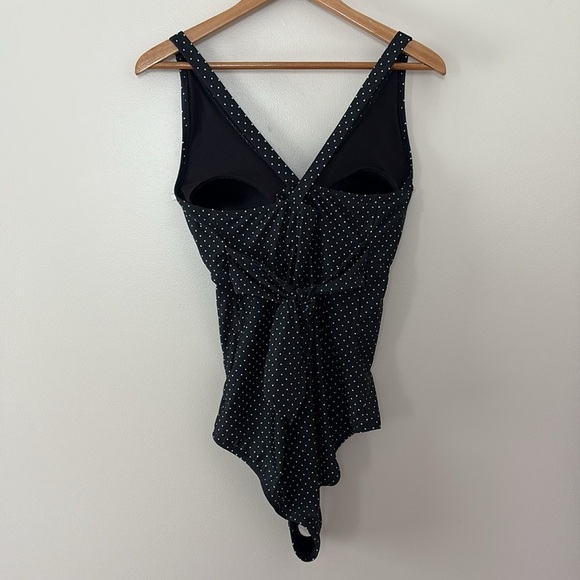 Motherhood Maternity Polka Dot Tie Front Criss Cross One Piece Swimsuit Black L - Picture 16 of 16